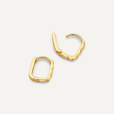 14 Karat Gold Hammered Huggie U Hoops (12mm) - 5