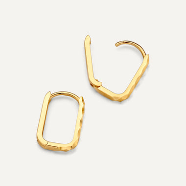 14 Karat Gold Hammered Small U Hoops (15mm) - 5