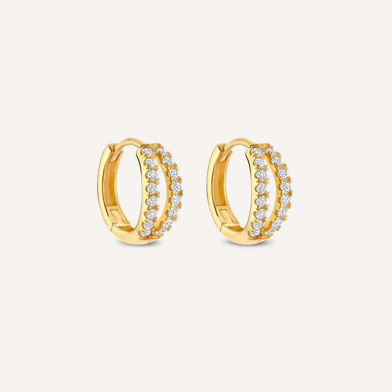 Sparkling Pavé Zirkonia Dubbele Huggie Hoops (12mm)