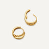 14 Karat Gold Beaded Double Huggie Hoops (12mm) - 5