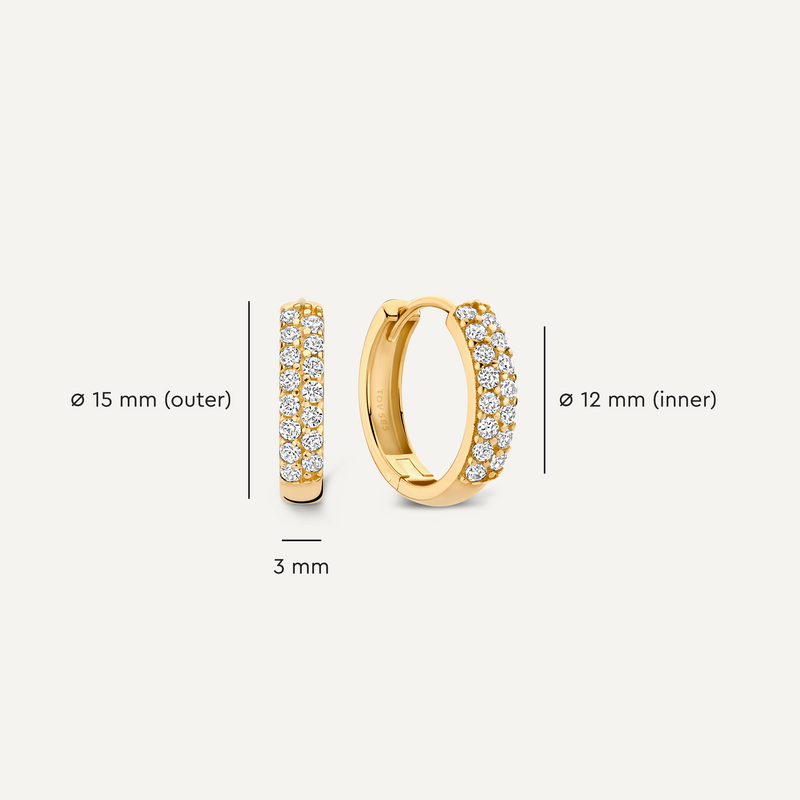 Sparkling Pavé Cubic Zirconia Huggie Hoops (15mm)