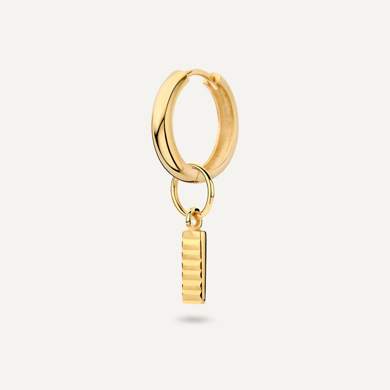 Bold Diamond Cut Bar Hoop Charm