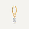 14 Karat Gold Emerald Cut Cubic Zirconia Hoop Charm - 6