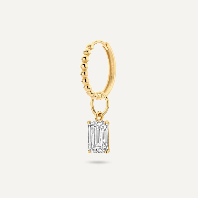 Emerald Cut Cubic Zirconia Hoop Charm