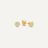 14 Karat Gold Bezel Set Cubic Zirconia Studs - 1