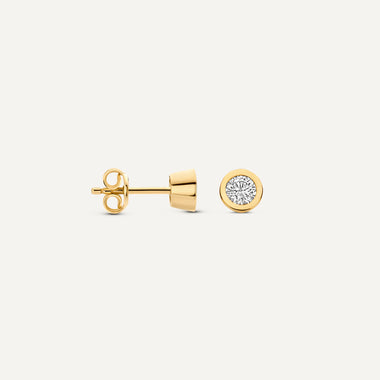 14 Karat Gold Bezel Set Cubic Zirconia Studs - 2