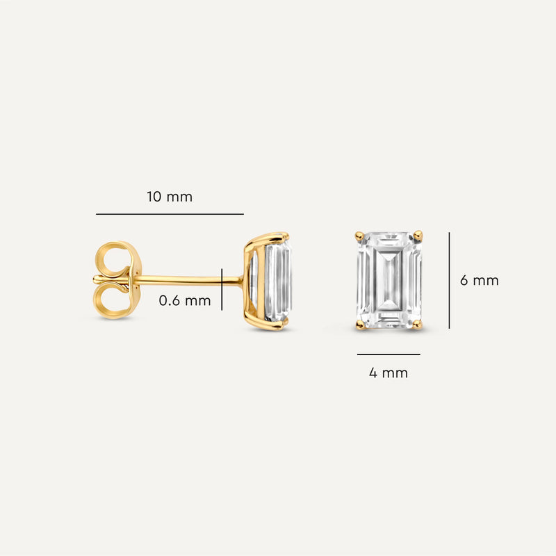 Emerald Cut Zirkonia Oorknopjes