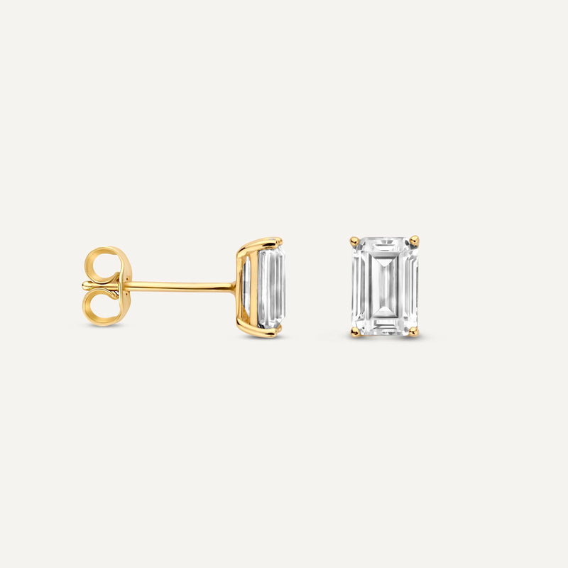 Emerald Cut Zirkonia Oorknopjes