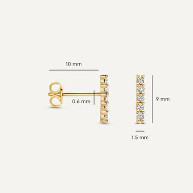 Or 14 Carats Set de Pavé Zircon Bar - 10