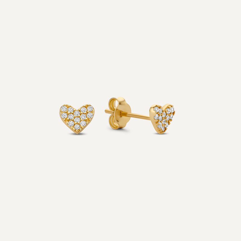 Pavé Cubic Zirconia Heart Studs