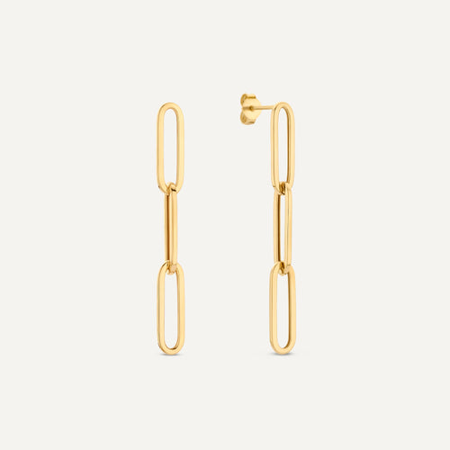 14 Karat Gold Triple Paperclip Drop Earrings