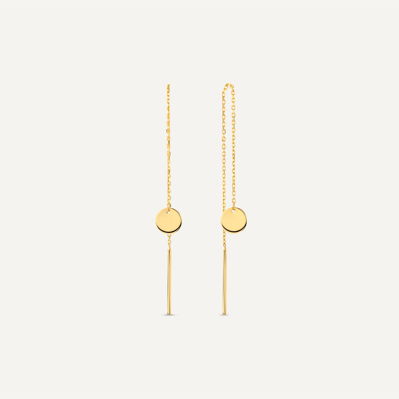 Coin Pull Through Drop Earrings