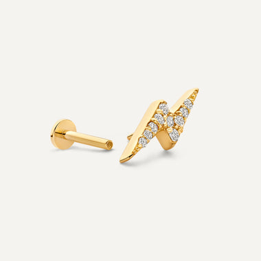 14 Karat Gold Diamond Lightning Bolt Piercing - 4