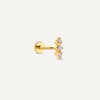 14 Karat Gold Drievoudige Diamant Staaf Piercing - 1