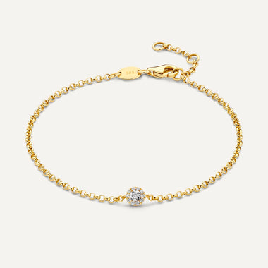 14 Karat Gold with Diamonds Diamond Halo Bracelet (0.05 ct) - 1