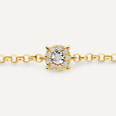 14 Karat Gold with Diamonds Four Prong Diamond Halo Bracelet (0.05 ct) - 6