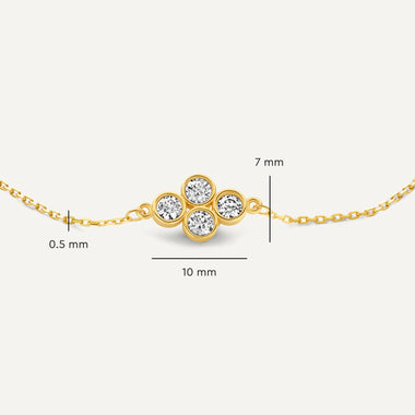 14 Karat Gold Cubic Zirconia Flower Bracelet - 10