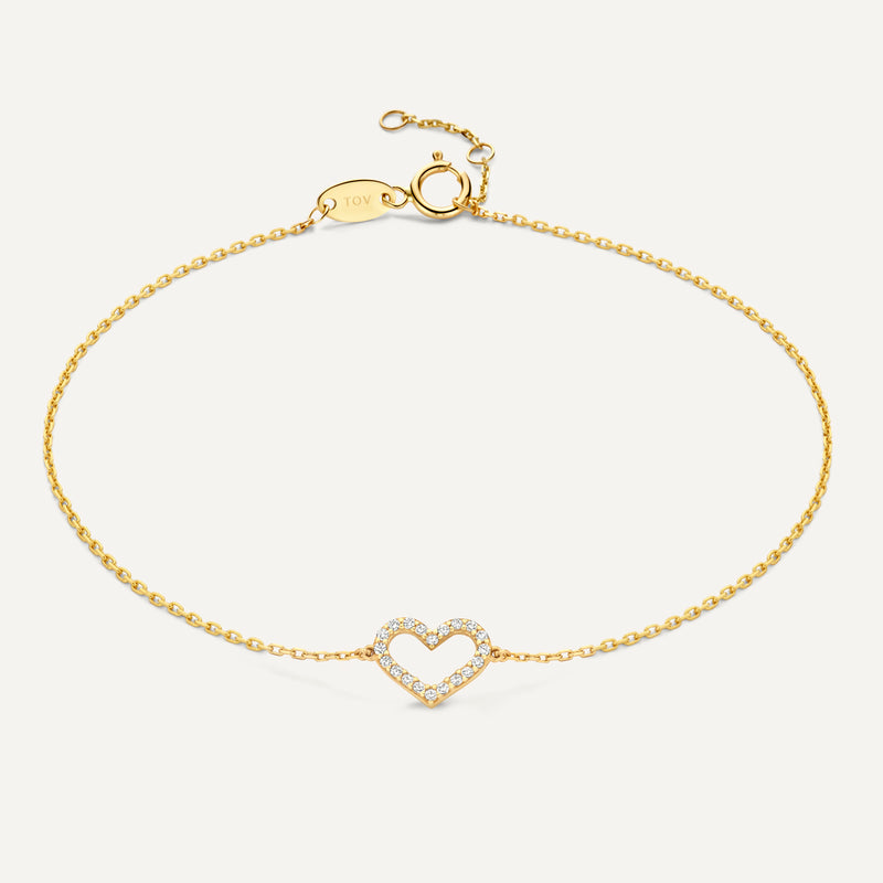 Pavé Cubic Zirconia Open Heart Bracelet