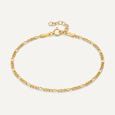 14 Karat Gold Slim Figaro Chain Bracelet - 1