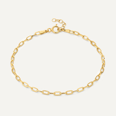 14 Karat Gold Slim Paperclip Chain Bracelet - 1