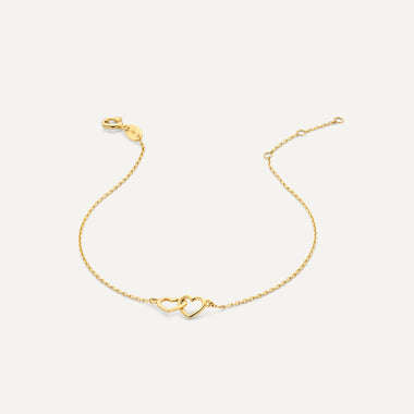 14 Karat Gold Linked Heart Bracelet - 5