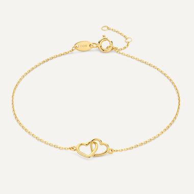 14 Karat Gold Linked Heart Bracelet - 1