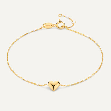 14 Karat Gold Puffy Heart Bracelet - 1