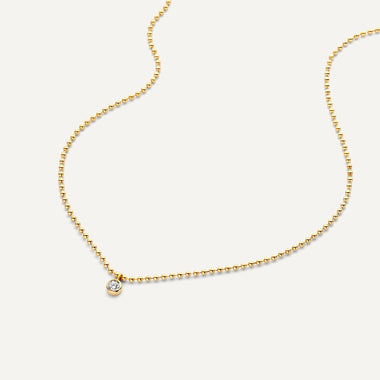 14 Karat Gold Bezel Set Cubic Zirconia Beaded Pendant Necklace - 6