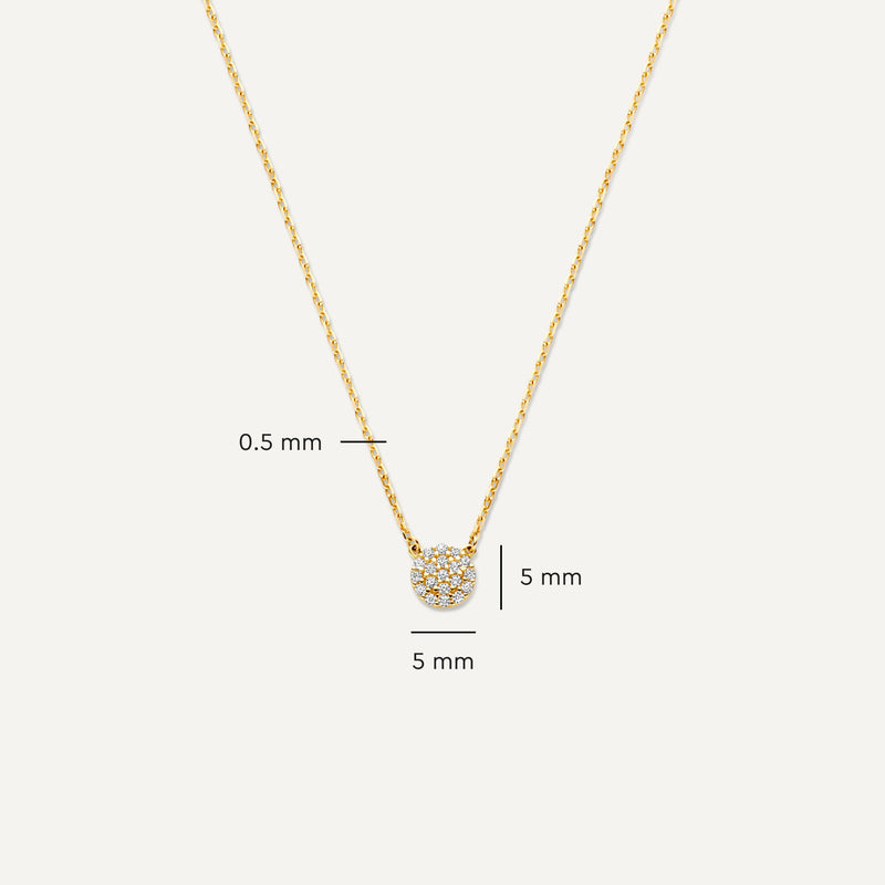 Collier Pendentif Rond Zircon Pavé