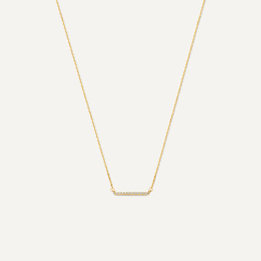 14 Karat Gold Pavé Cubic Zirconia Bar Necklace - 1