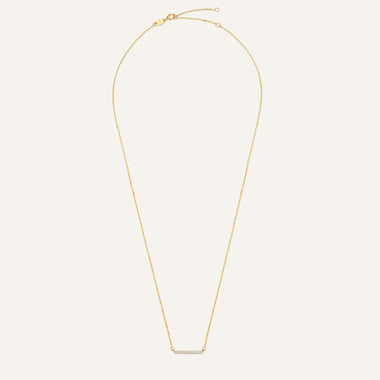 14 Karat Gold Pavé Cubic Zirconia Bar Necklace - 10