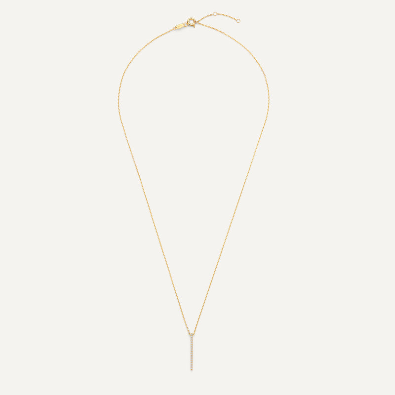 Pavé Cubic Zirconia Vertical Bar Pendant Necklace