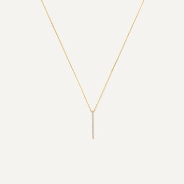 14 Karat Gold Pavé Cubic Zirconia Vertical Bar Pendant Necklace - 1