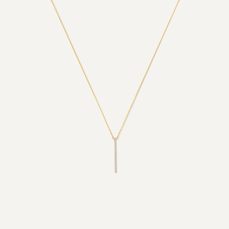 Pavé Cubic Zirconia Vertical Bar Pendant Necklace