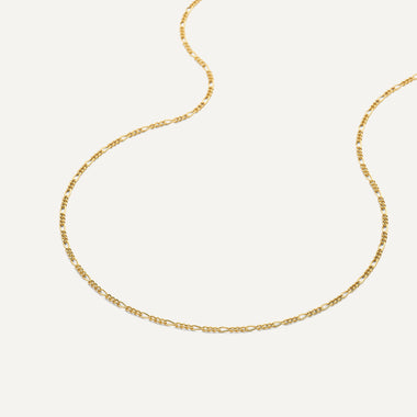 14 Karat Gold Slim Figaro Chain Necklace - 5