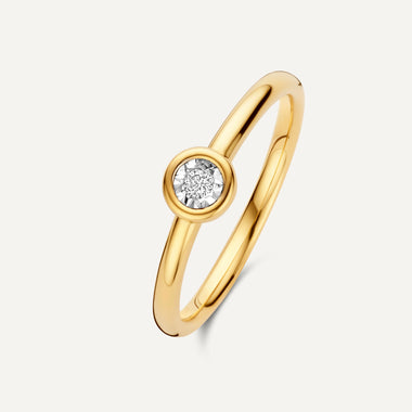 14 Karat Gold Bezel Set Diamant Ring (0.03 kt) - 1