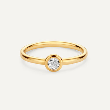 14 Karat Gold Bezel Set Diamant Ring (0.03 kt) - 4