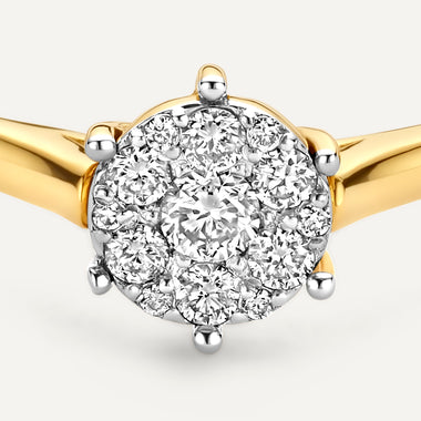 14 Karaat Goud met Diamanten Six Prong Diamant Cluster Ring (0.14 ct) - 8