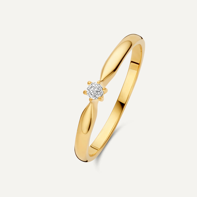 Six Prong Diamond Solitary Tapered Ring