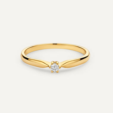 14 Karat Gold with Diamond Six Prong Diamond Solitary Tapered Ring - 4