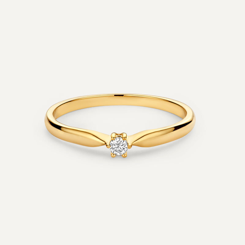 Six Prong Diamond Solitary Tapered Ring