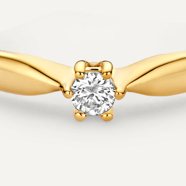 14 Karat Gold with Diamond Six Prong Diamond Solitary Tapered Ring (0.05 ct) - 7