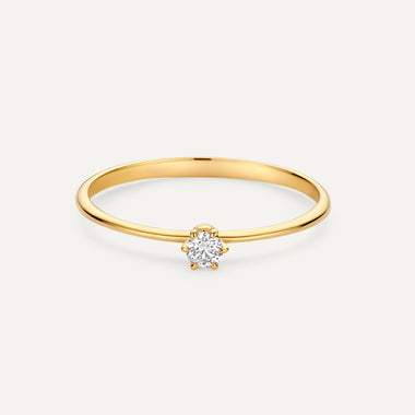 14 Karaat Goud met Diamant Six Prong Diamant Solitair Ring (0.07 ct) - 4