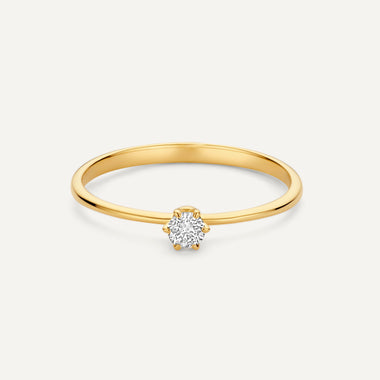 14 Karaat Goud met Diamant Six Prong Diamant Solitair Ring (0.10 ct) - 4