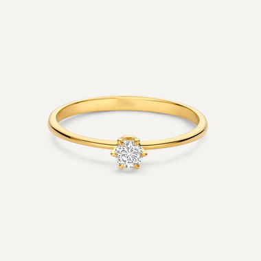 14 Karaat Goud met Diamant Six Prong Diamant Solitair Ring (0.15 ct) - 4