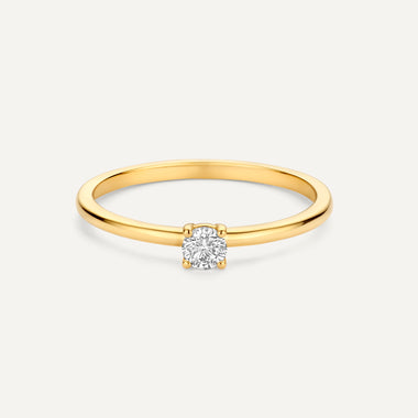 14 Karat Gold with Diamond Four Prong Diamond Solitary Ring (0.15 ct) - 4