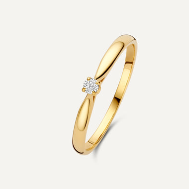 14 Karat Gold with Diamond Four Prong Diamond Solitary Tapered Ring (0.05 ct) - 1