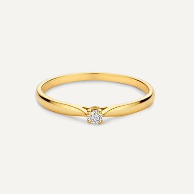 14 Karat Gold with Diamond Four Prong Diamond Solitary Tapered Ring (0.05 ct) - 4