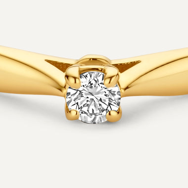 14 Karat Gold with Diamond Four Prong Diamond Solitary Tapered Ring (0.05 ct) - 7