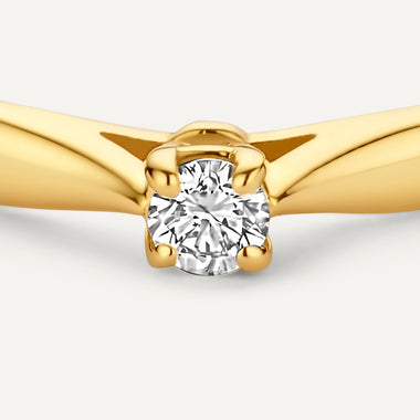 585er Gold mit Diamant Four Prong Diamant Solitär Tapered Ring (0.05 ct) - 7